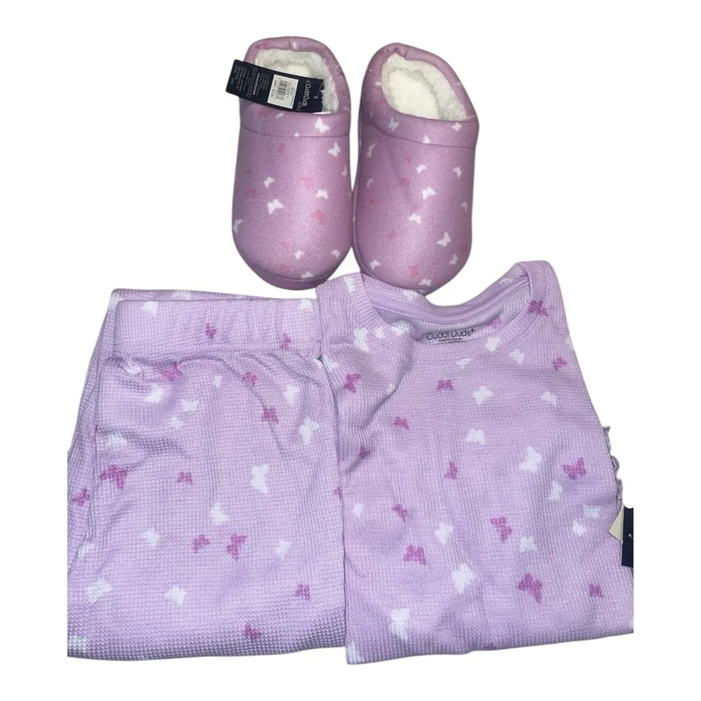 Cuddl Duds Butterfly slippers and pajama Set